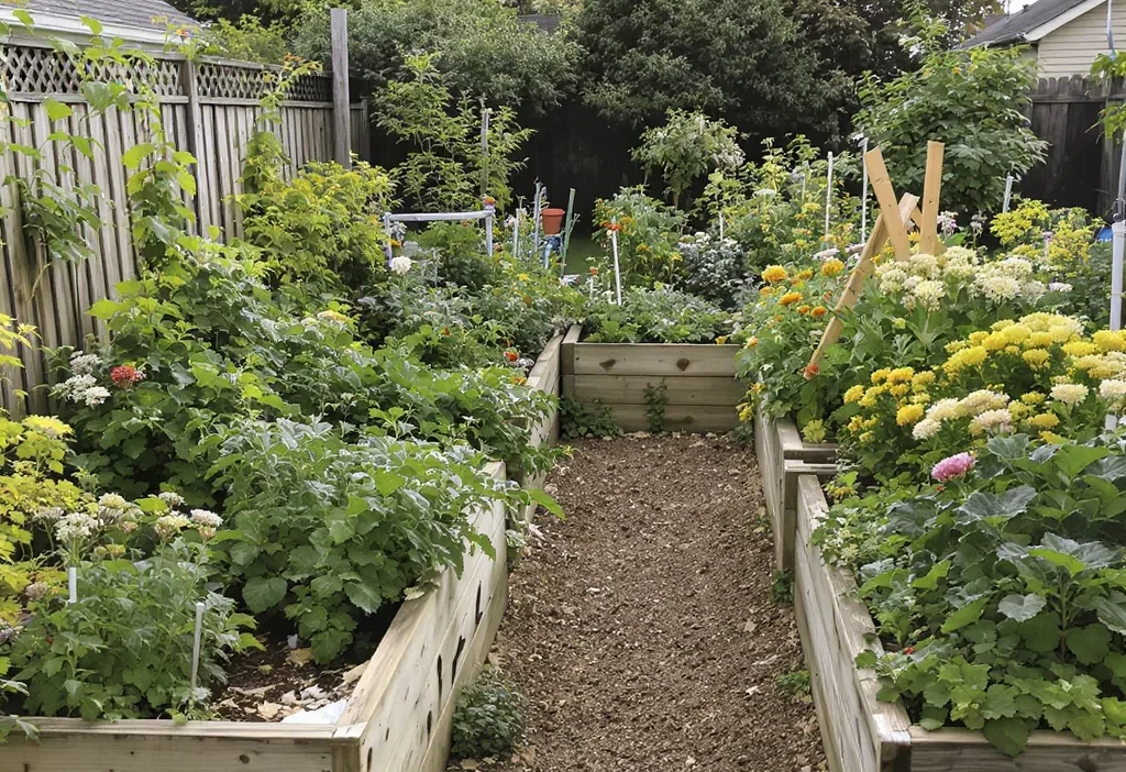 Beginner vegetable garden layout diagram showing proper plant spacing between rows to prevent overcrowding.