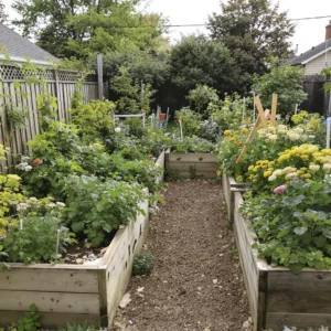 Beginner vegetable garden layout diagram showing proper plant spacing between rows to prevent overcrowding.