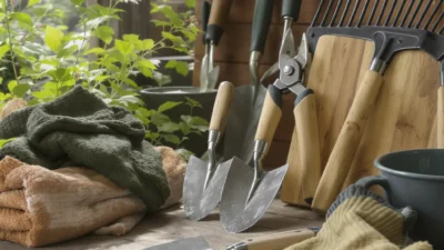 Comparison of a cheap plastic garden trowel and a quality stainless steel trowel for beginner gardeners.