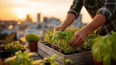 Side-by-side comparison of a healthy plant watered in the morning sun versus a wilted plant in evening shade.