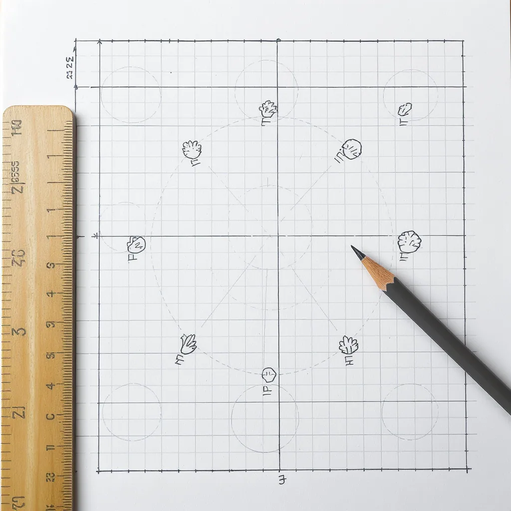 Simple Hand-drawn Garden Planning Grid On Paper With Sketched Vegetables