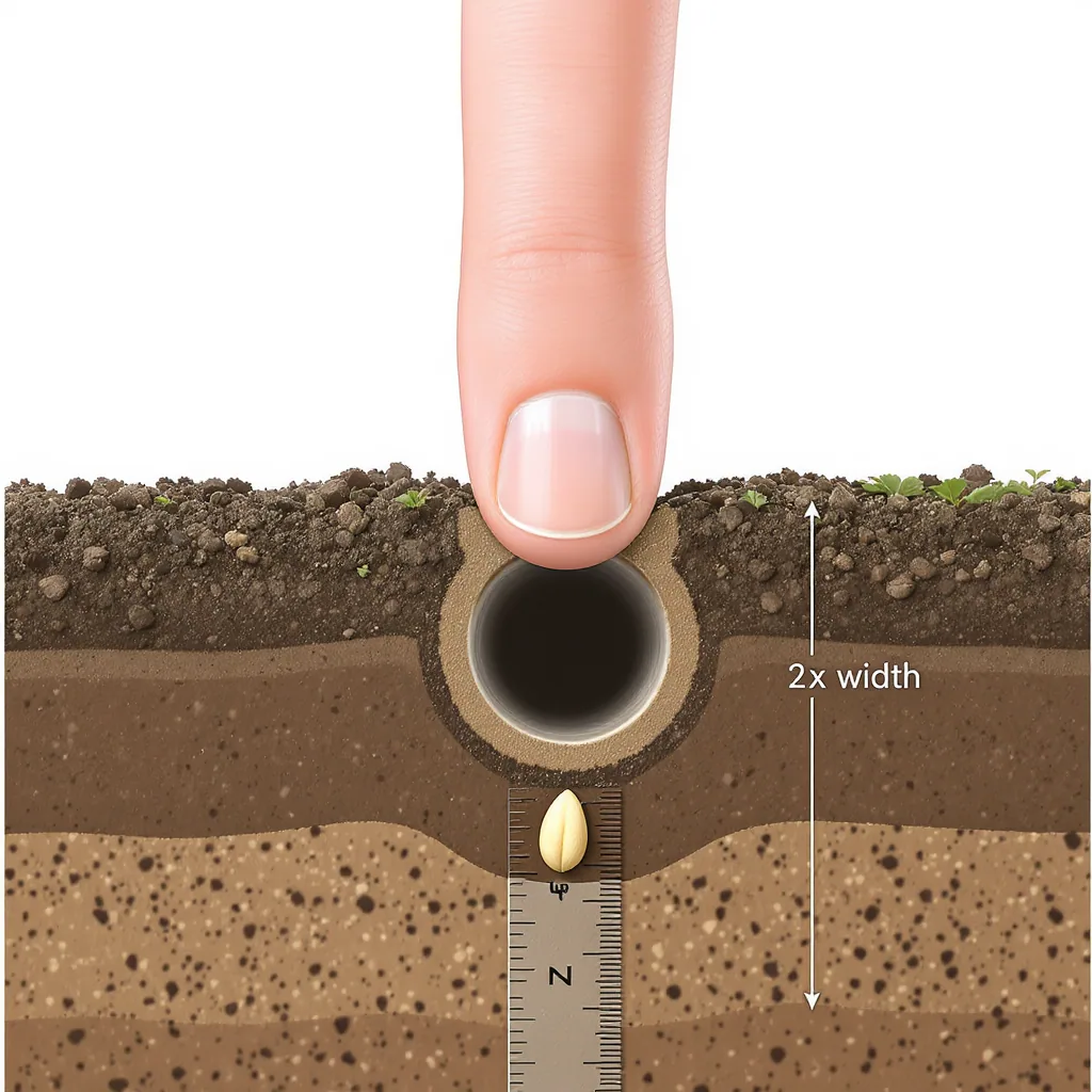 Side-view Diagram Of A Finger Planting Seed At Two Times