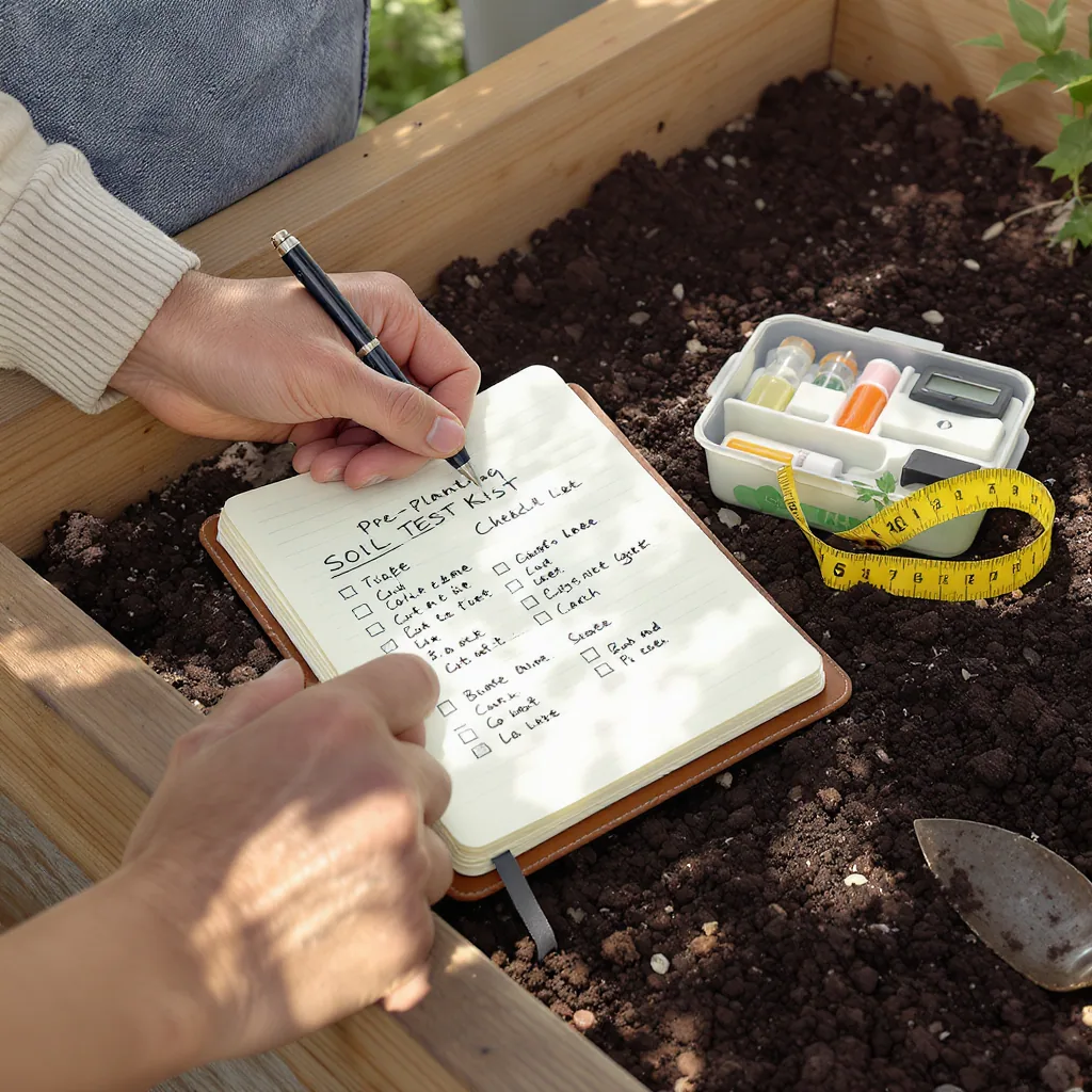 Gardener's Hands Holding A Checklist With Soil Test Kit And